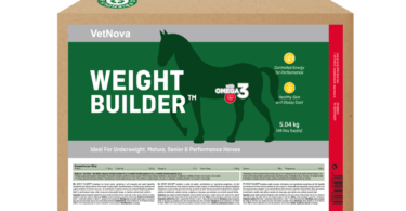 A VetNova apresentou a nova referência Weight Builder 5,04 Kg, suplemento para recuperação do peso dos equinos, numa embalagem ecofriendly.