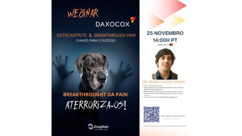 A Ecuphar Portugal e a Ecuphar Espanha realizam um webinar com o tema “Osteoartrite e Breakthrough Pain – Chaves para o sucesso”.